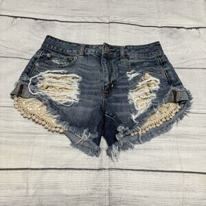 American Eagle Hi Rise Festival Size 6 Distressed Short Shorts Booty
